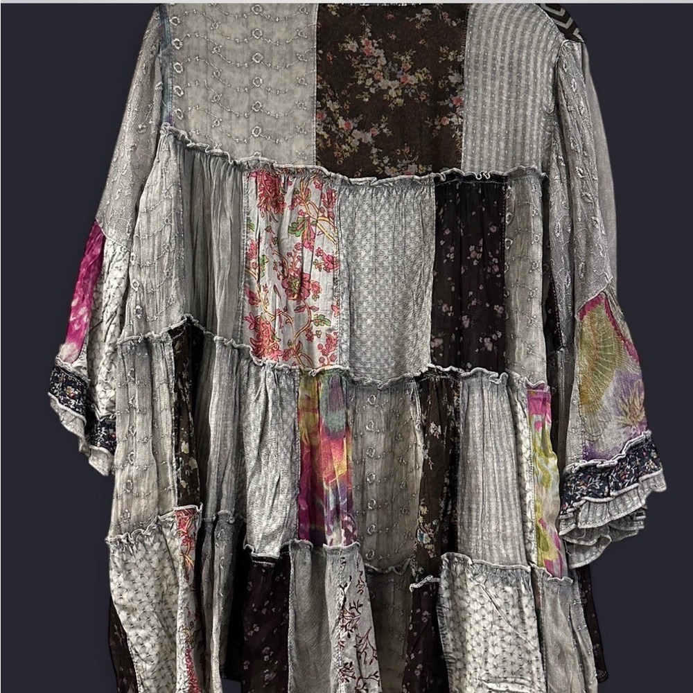 Young Threads Boho Patchwork Blouse Size Small Fe… - image 2